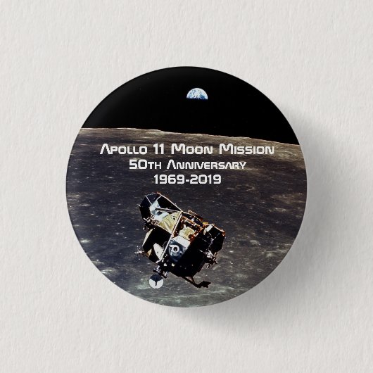 Historischer Apollo 11 Moon Mission 50 Jahre Jubil Button (Vorderseite)