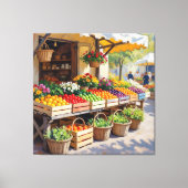 Historischer Bauernstand mit Obst und Gemüse Leinwanddruck (Vorderseite)