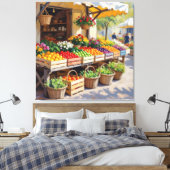 Historischer Bauernstand mit Obst und Gemüse Leinwanddruck (Insitu (Schlafzimmer))