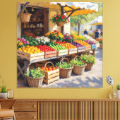 Historischer Bauernstand mit Obst und Gemüse Leinwanddruck (Insitu (Wohnzimmer))