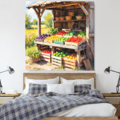 Historischer Bauernstand mit Obst und Gemüse Leinwanddruck (Insitu (Schlafzimmer))