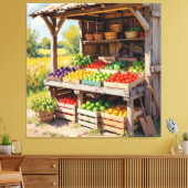 Historischer Bauernstand mit Obst und Gemüse Leinwanddruck (Insitu (Wohnzimmer))