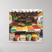 Historischer Bauernstand mit Obst und Gemüse Leinwanddruck (Vorderseite)