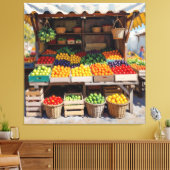 Historischer Bauernstand mit Obst und Gemüse Leinwanddruck (Insitu (Wohnzimmer))