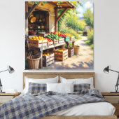 Historischer Bauernstand mit Obst und Gemüse Leinwanddruck (Insitu (Schlafzimmer))