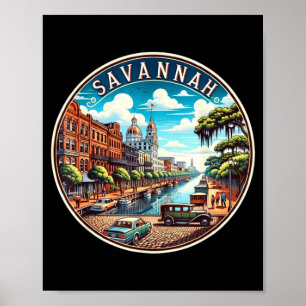Historischer Bezirk Savannah Riverfront 1930er Jah Poster