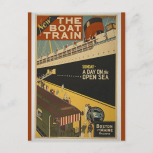 Historischer Boston Maine Railroad Boat Train Postkarte