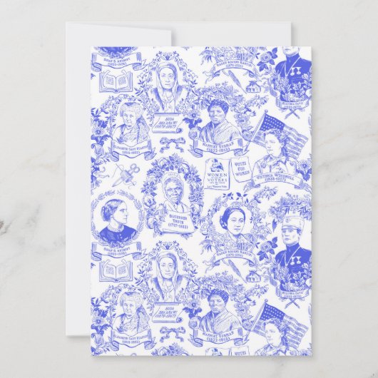 Historischer Feminist Pioneers Blue Toile Karte (Vorderseite)
