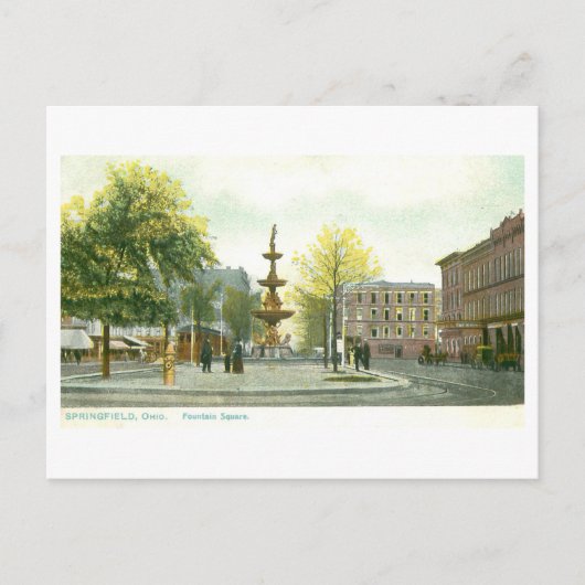 Historischer Fountain Square, Springfield, Ohio Postkarte (Vorderseite)
