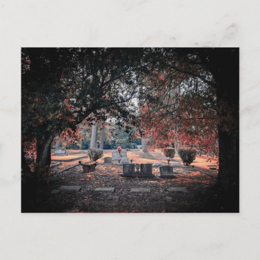 Historischer Friedhof mit herbstroten Blättern Postkarte (Vorderseite)