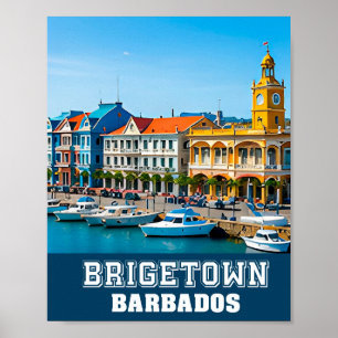 Historischer Hafen von Bridgetown und karibischer Poster