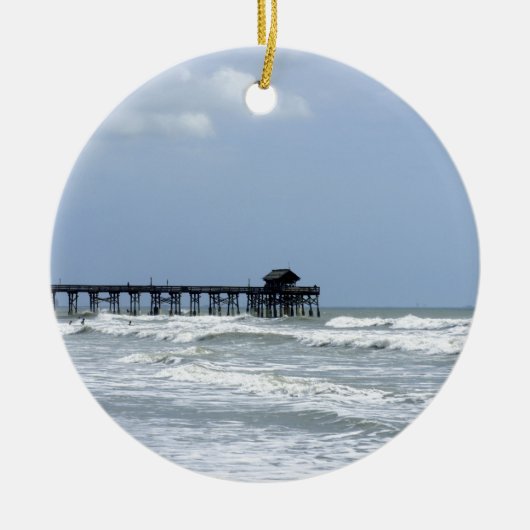 Historischer Kakao-Strand-Pier Keramik Ornament (Vorne)