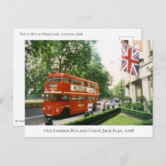 Historischer London-Bus auf Park Lane, London, 199 Postkarte (Vorne/Hinten)