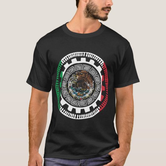 Historischer Mexikanischer Azteken-Maya-Kalender T-Shirt (Vorderseite)