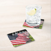 Historischer MilitärFriedhof mit US-Flaggen Rechteckiger Pappuntersetzer (Vor Ort)