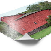 Historischer Roter Stall, Halcottsville, New York Fotodruck (Ecke)