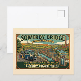 Historischer Sowerby Bridge Canal Wharf Vintage-Ku Postkarte