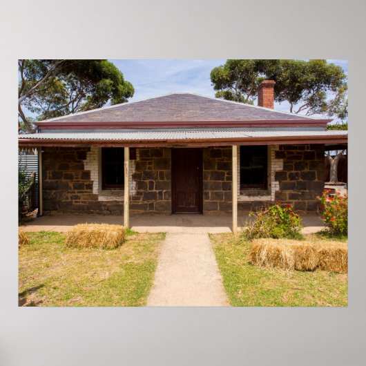 Historischer Stein Hütte Rustikaler Bauernhof Poster (Vorne)