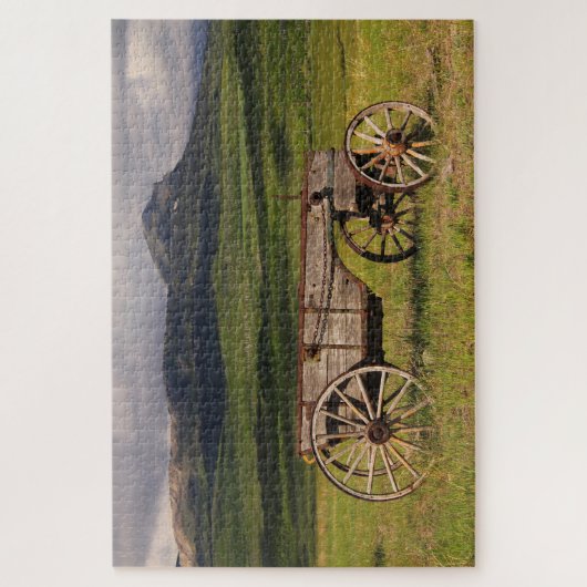Historischer Wagen in einer Weide Links Puzzle (Vertikal)