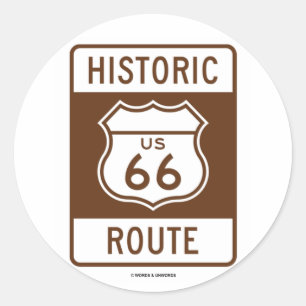 Historischer Weg US-Weg 66 (Transport-Zeichen) Runder Aufkleber