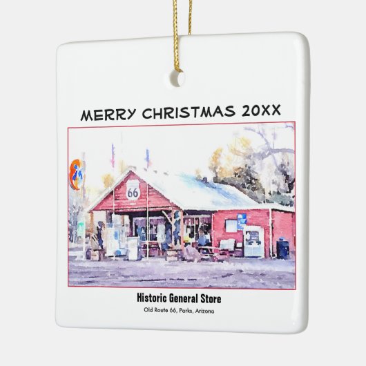 Historisches Arizona-Gemischtwarenladen-Aquarell Keramikornament (Links)