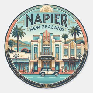 Historisches Art-Déco-Viertel Napier Neuseeland Runder Aufkleber