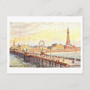 Historisches Blackpool vom North Pier, England Postkarte