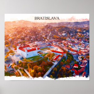 Historisches Bratislava Slowakei - Aquarell-Skylin Poster