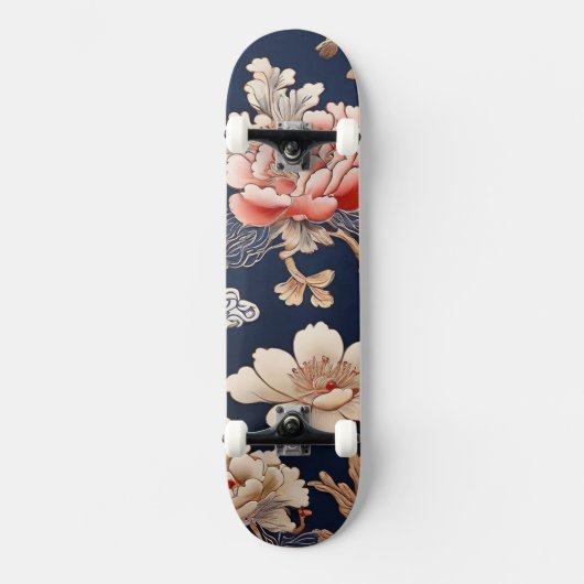Historisches chinesisches Stoffmuster Skateboard (Vorderseite)