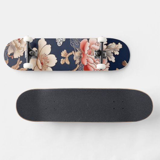 Historisches chinesisches Stoffmuster Skateboard (Horizontal)