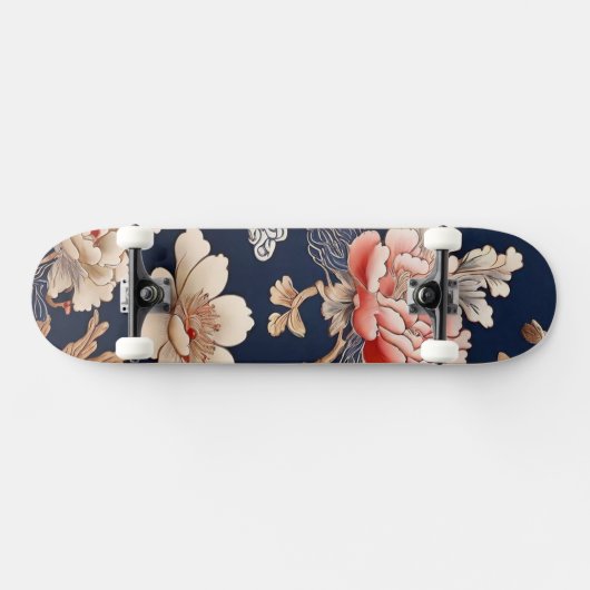 Historisches chinesisches Stoffmuster Skateboard (Horizontal)