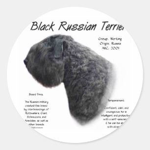 Historisches Design für schwarze Russische Terrier Runder Aufkleber