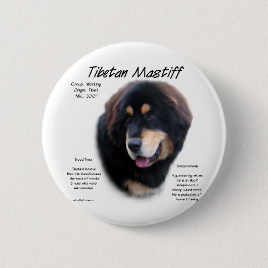 Historisches Design tibetischer Mastiff Button (Vorderseite)