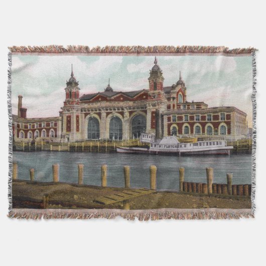 Historisches Ellis Island Throw Blanket Decke (Vorderseite)