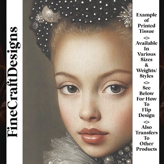 Historisches Fantasieportrait Frau BG2 Decoupage Seidenpapier