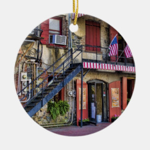 Historisches Foto von River Street in Savannah Geo Keramikornament