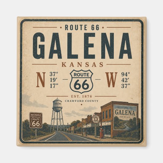 Historisches Galena Route 66 Souvenir Magnet (Vorne)