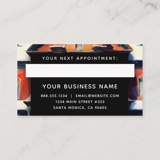 Historisches Gebäude aus Rotem Backstein Elegante Terminkarte (Rückseite)