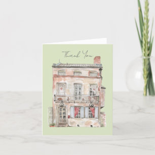 Historisches Gebäude New Orleans Aquarell Dankeskarte