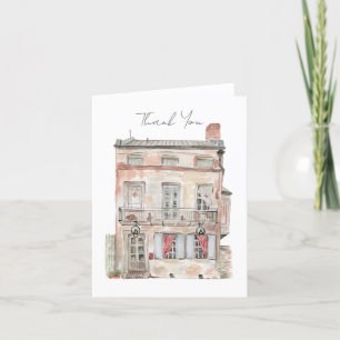 Historisches Gebäude New Orleans Aquarell Dankeskarte