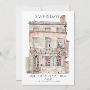 Historisches Gebäude New Orleans Aquarell Einladung