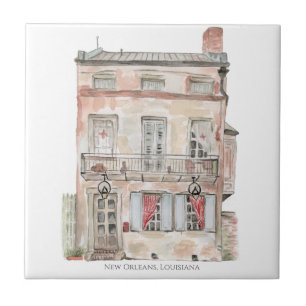 Historisches Gebäude New Orleans Aquarell Fliese