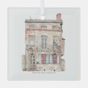Historisches Gebäude New Orleans Aquarell Ornament Aus Glas