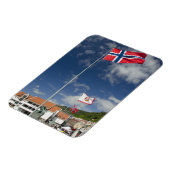 Historisches Hafengebiet Bergen mit Flaggen Magnet (Linke Seite)