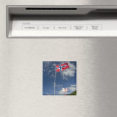 Historisches Hafengebiet Bergen mit Flaggen Magnet (In Situ (Geschirrspüler))