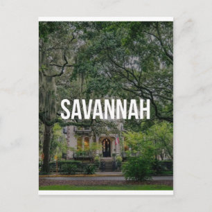 Historisches Haus und Live Oaks in Savannah Georgi Postkarte