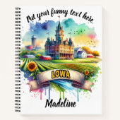 Historisches Iowa Gebäude in farbenfrohen Feldern Notizblock (Vorderseite)