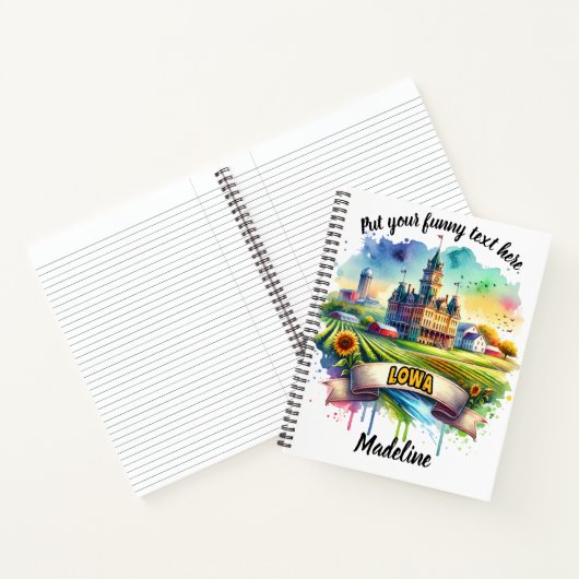 Historisches Iowa Gebäude in farbenfrohen Feldern Notizblock (Innenseite)