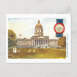 Historisches Kansas Capitol mit Siegel Postkarte