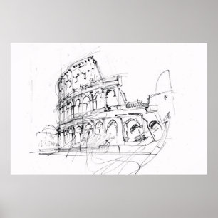 Historisches Kolosseum Sketch - Poster